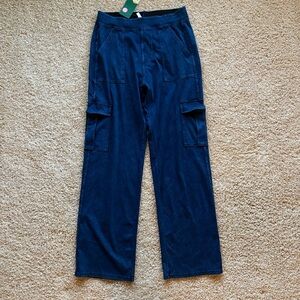 Halara XL Tall Wide Leg Cargo Pants Blue Pull On Utility Pockets NWT